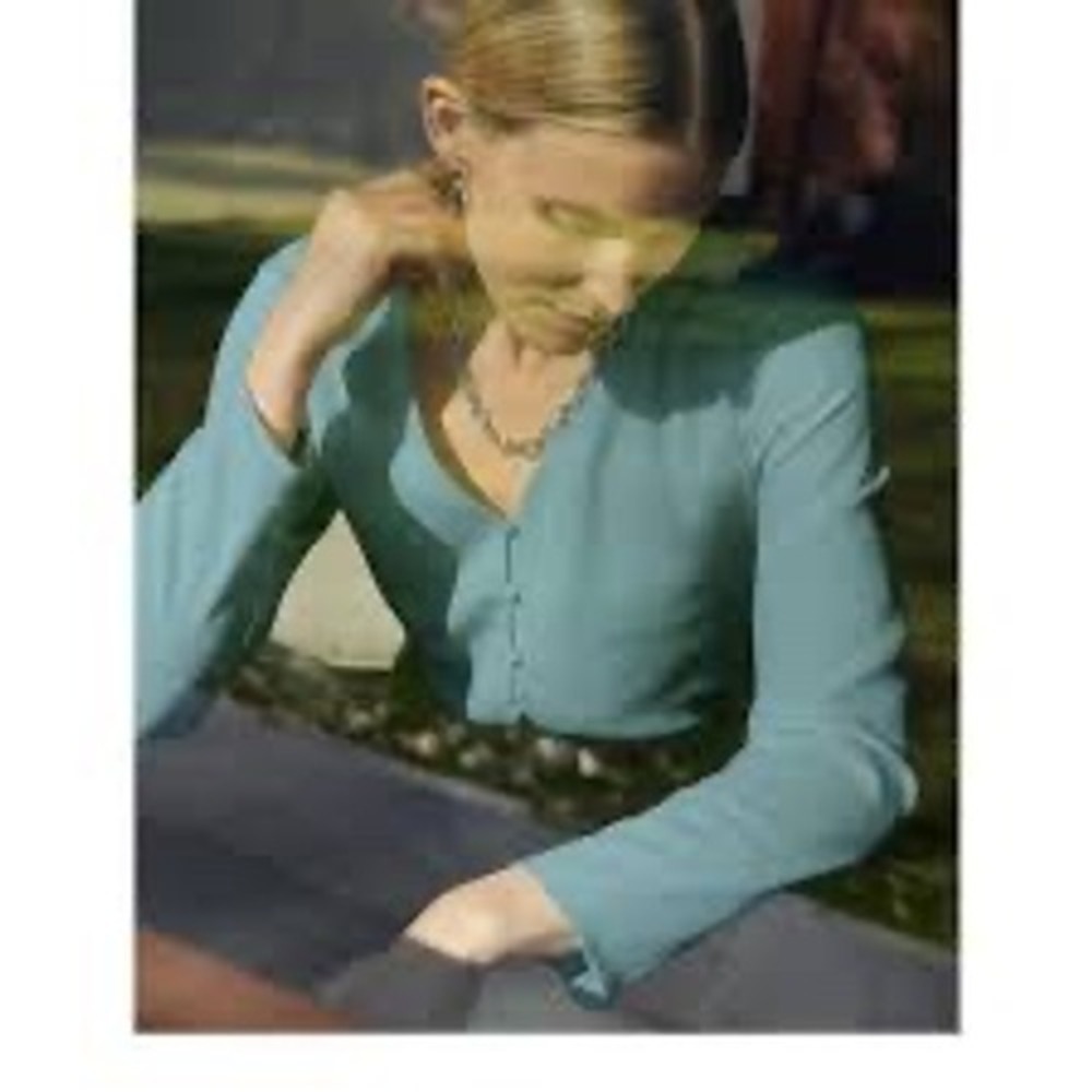 MM LaFleur Teal V Neck Button Front Long Sleeve Blouse Top XS
